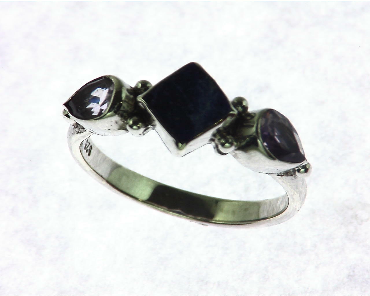 Lapis Lazuli And Amethyst Genuine Gemstone Sterling Silver Ring RSS,617 - Image 4