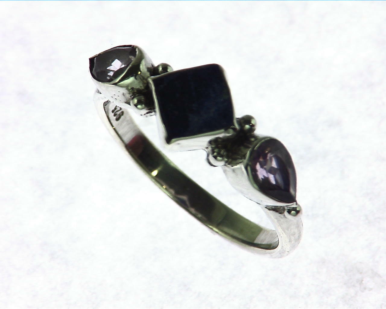 Lapis Lazuli And Amethyst Genuine Gemstone Sterling Silver Ring RSS,617 - Image 5