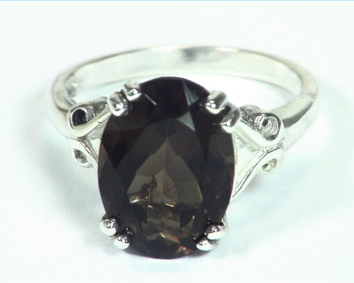 Quartz (smokey) Natural Genuine Gemstone Sterling Silver Ring RSS,449