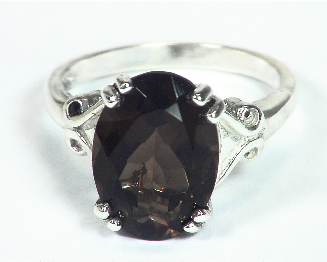 Quartz (smokey) Natural Genuine Gemstone Sterling Silver Ring RSS,449 - Image 4