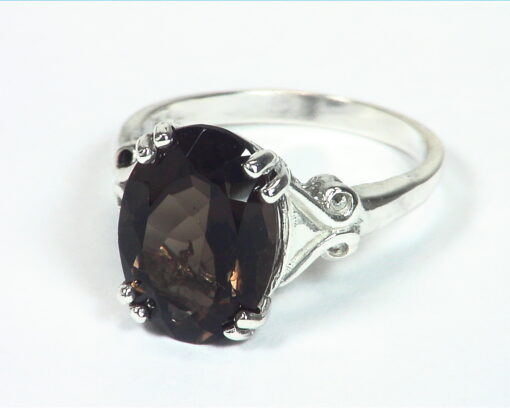 Quartz (smokey) Natural Genuine Gemstone Sterling Silver Ring RSS,449 - Image 6