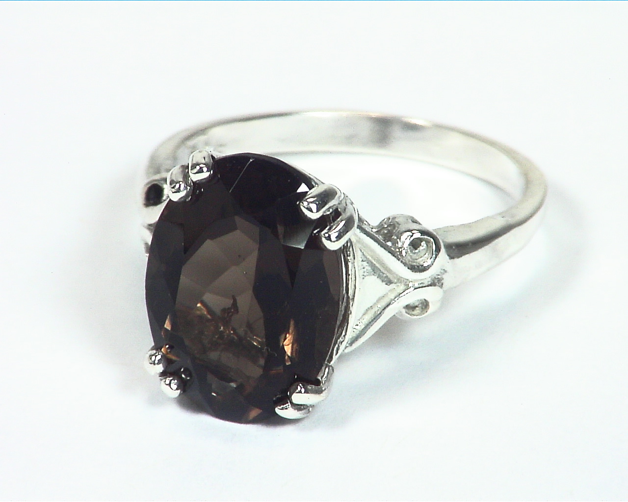Quartz (smokey) Natural Genuine Gemstone Sterling Silver Ring RSS,449 - Image 6