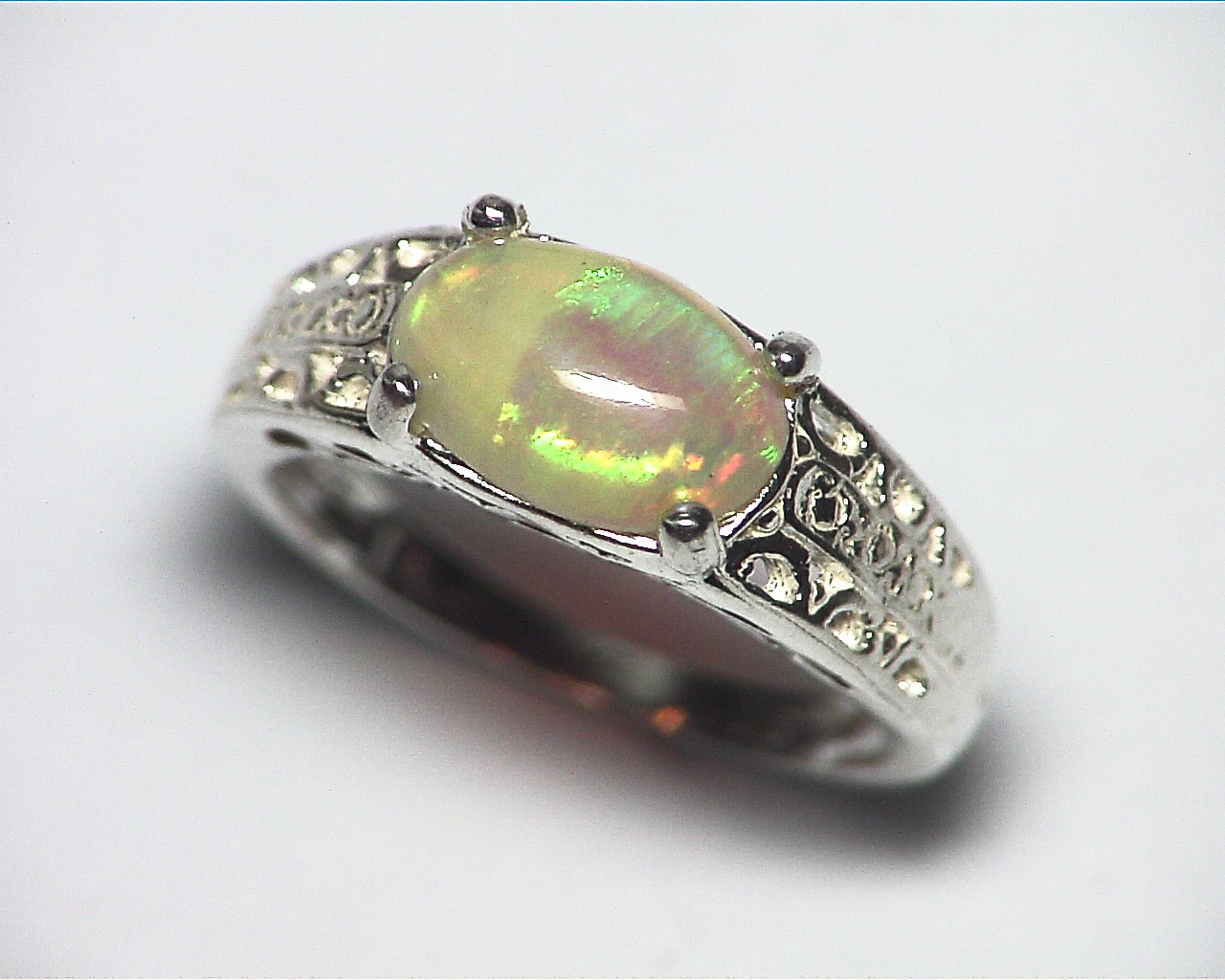 Opal (Mexican) Genuine Gemstone in Sterling silver Ring RSS,586 - Image 4