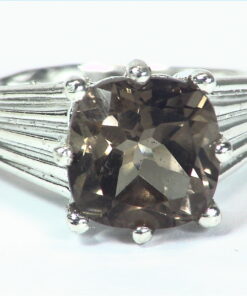 Quarts (smokey) Natural Genuine Gemstone Sterling Silver Ring RSS,632