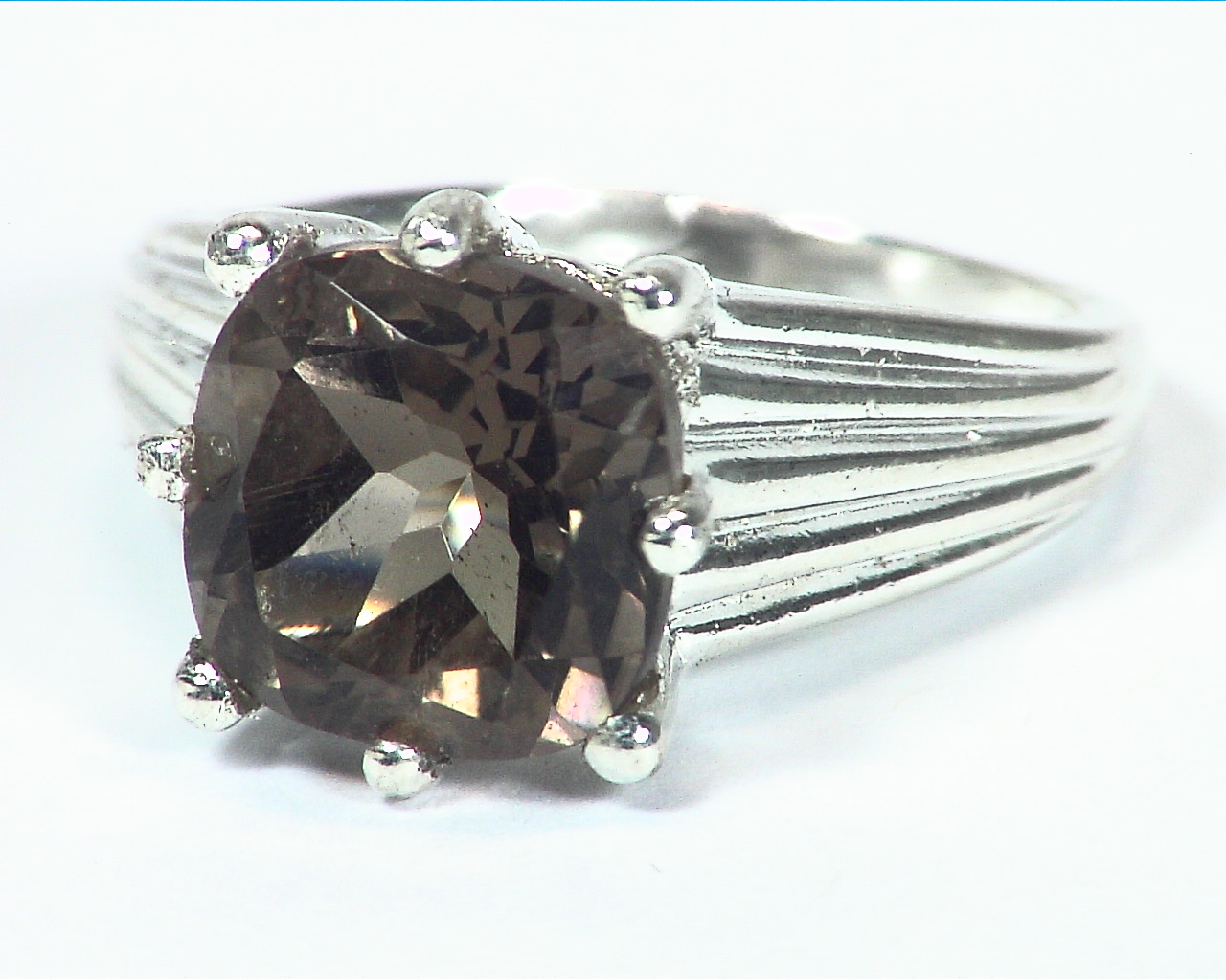 Quarts (smokey) Natural Genuine Gemstone Sterling Silver Ring RSS,632 - Image 2