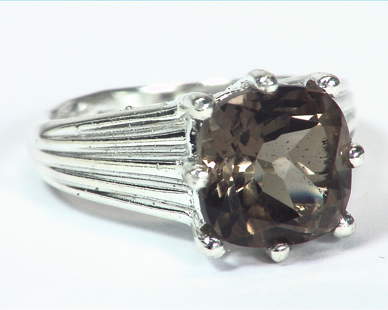Quarts (smokey) Natural Genuine Gemstone Sterling Silver Ring RSS,632 - Image 3
