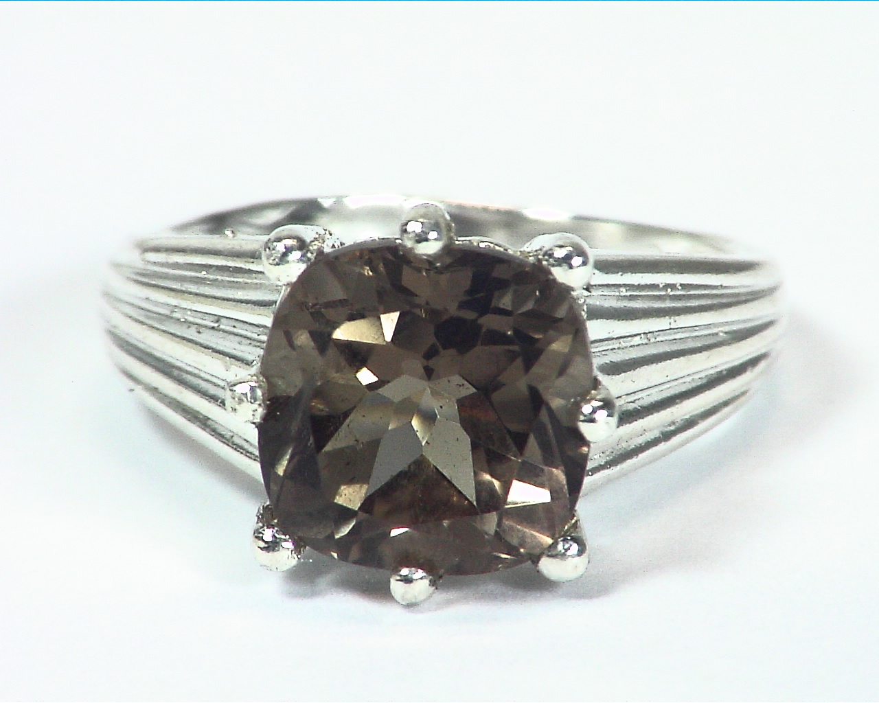 Quarts (smokey) Natural Genuine Gemstone Sterling Silver Ring RSS,632 - Image 7