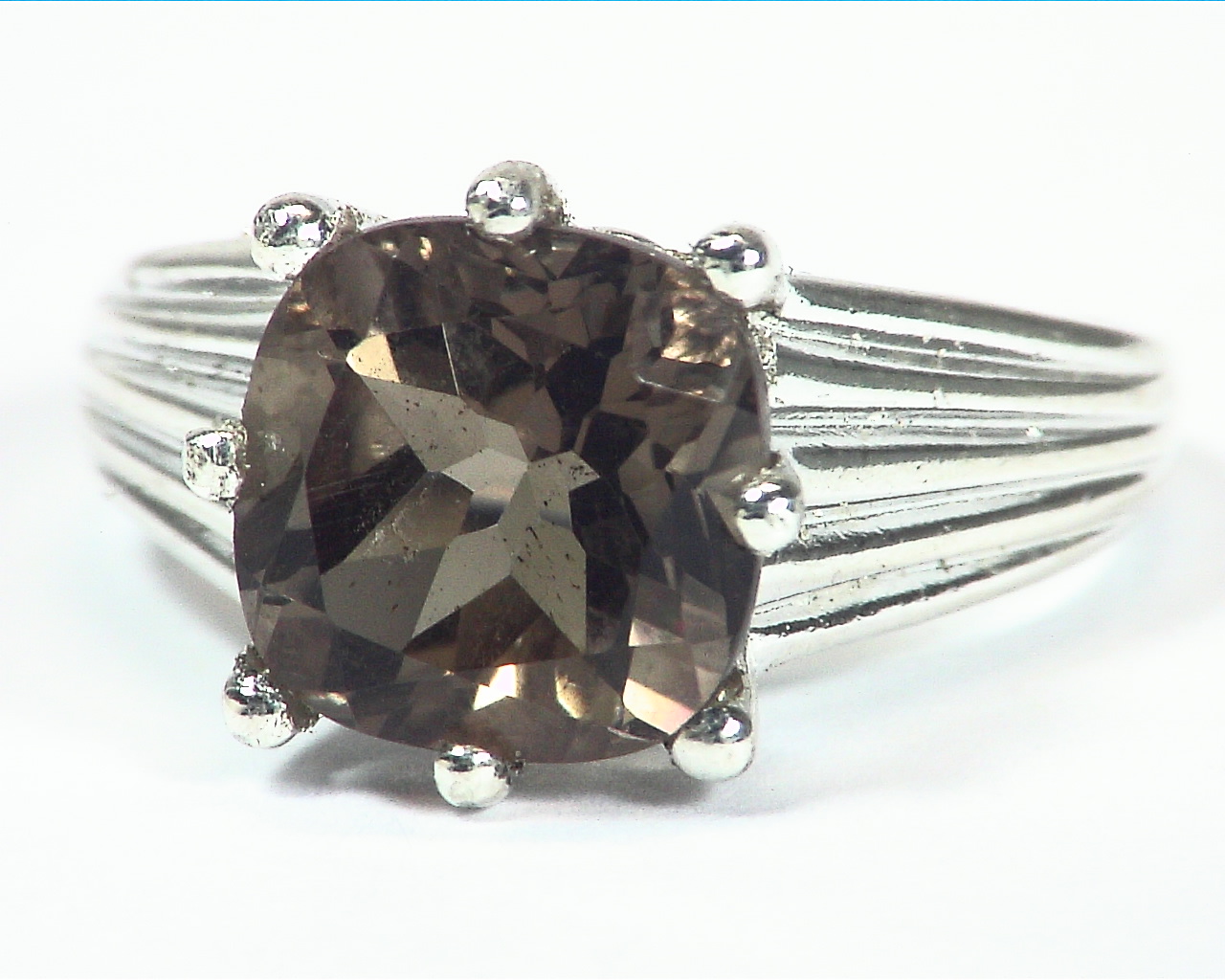 Quarts (smokey) Natural Genuine Gemstone Sterling Silver Ring RSS,632 - Image 6