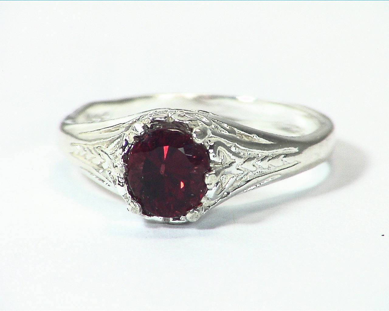 Garnet Natural Genuine Gemstone Sterling Silver Designer Ring RSS,688 - Image 2
