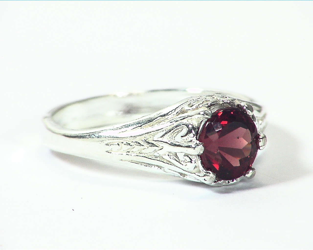 Garnet Natural Genuine Gemstone Sterling Silver Designer Ring RSS,688 - Image 3