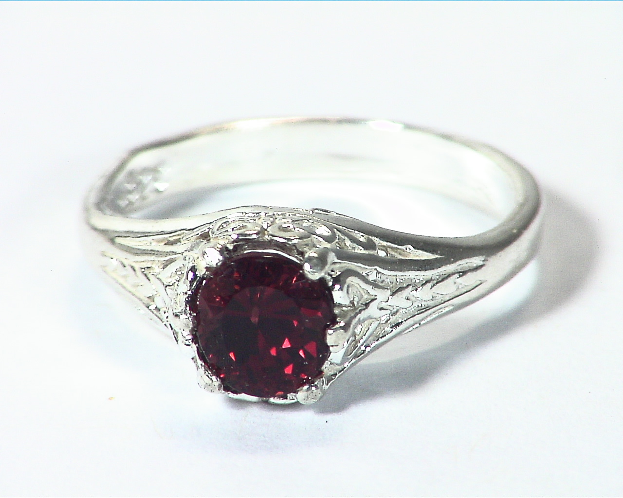 Garnet Natural Genuine Gemstone Sterling Silver Designer Ring RSS,688 - Image 5