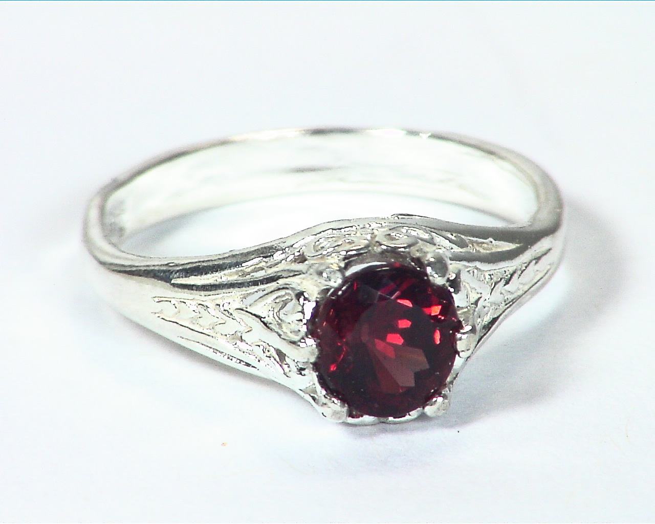 Garnet Natural Genuine Gemstone Sterling Silver Designer Ring RSS,688 - Image 6