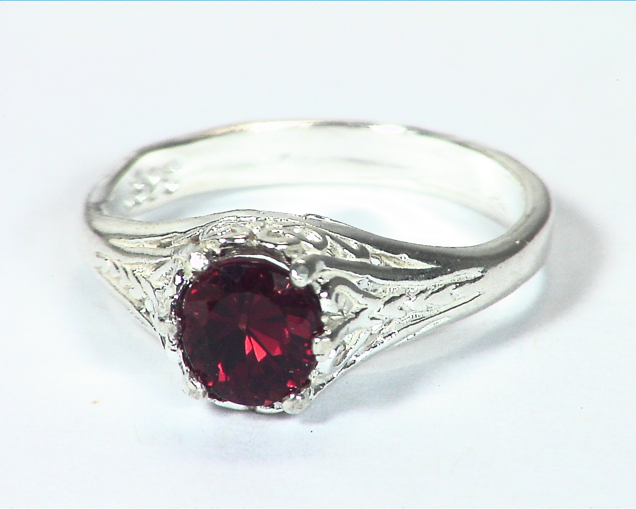 Garnet Natural Genuine Gemstone Sterling Silver Designer Ring RSS,688 - Image 7