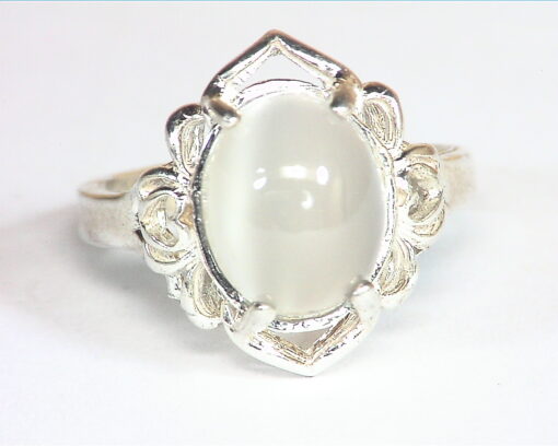 Moonstone,cats eye Natural Genuine Gemstone Sterling Silver Lady,s Ring RSS,787