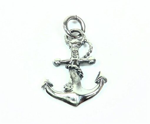Anchor Rhodium Plated Sterling Silver Necklace 18"SSP786I - Image 2
