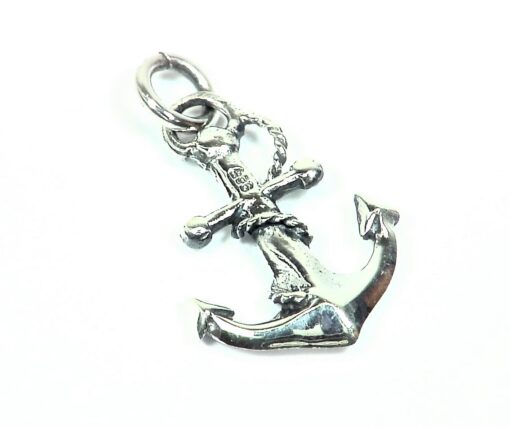 Anchor Rhodium Plated Sterling Silver Necklace 18"SSP786I - Image 4