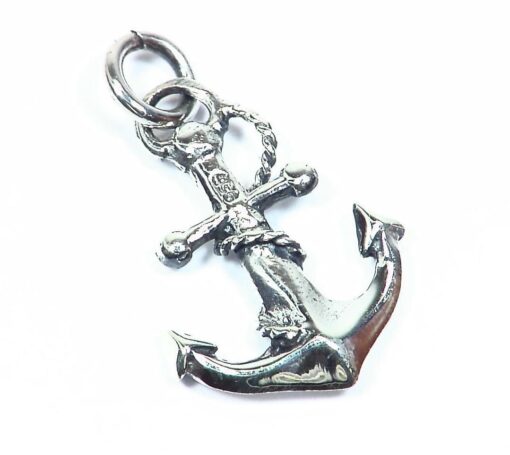 Anchor Rhodium Plated Sterling Silver Necklace 18"SSP786I - Image 7