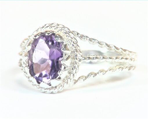 Amethyst Faceted Genuine Gemstone Set in Sterling Silver Ring,RSS,1123 - Image 4
