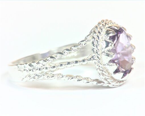 Amethyst Faceted Genuine Gemstone Set in Sterling Silver Ring,RSS,1123 - Image 5