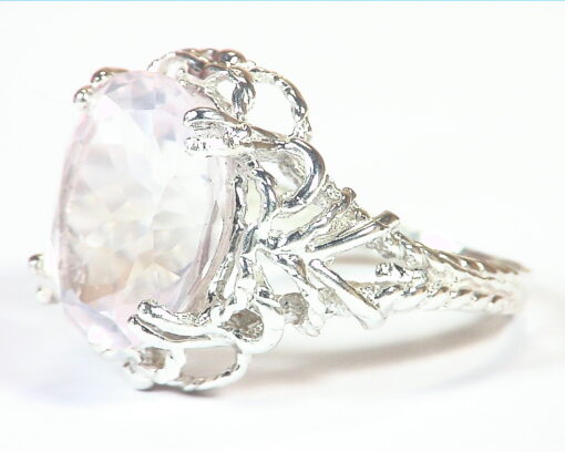Rose Quartz Natural Genuine Gemstone Sterling Silver Lady,s Ring RSS,1128 - Image 3