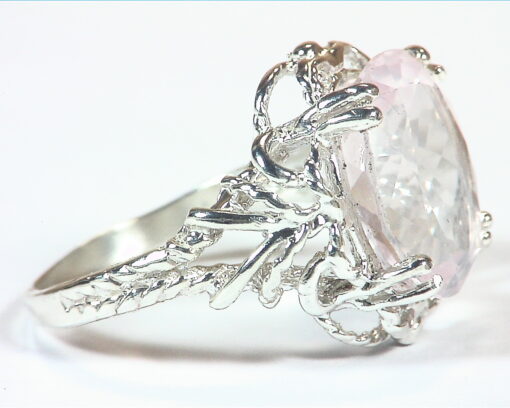 Rose Quartz Natural Genuine Gemstone Sterling Silver Lady,s Ring RSS,1128 - Image 5