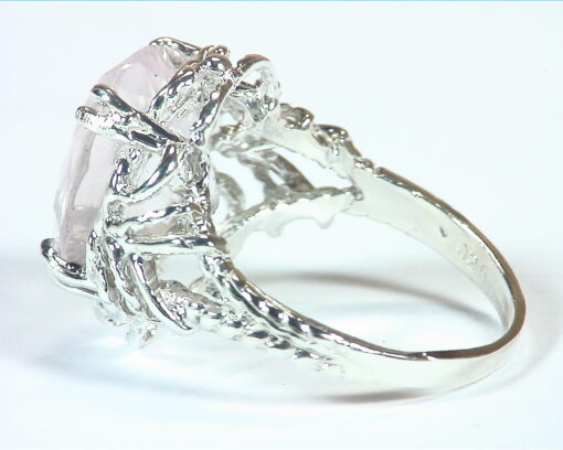 Rose Quartz Natural Genuine Gemstone Sterling Silver Lady,s Ring RSS,1128 - Image 7