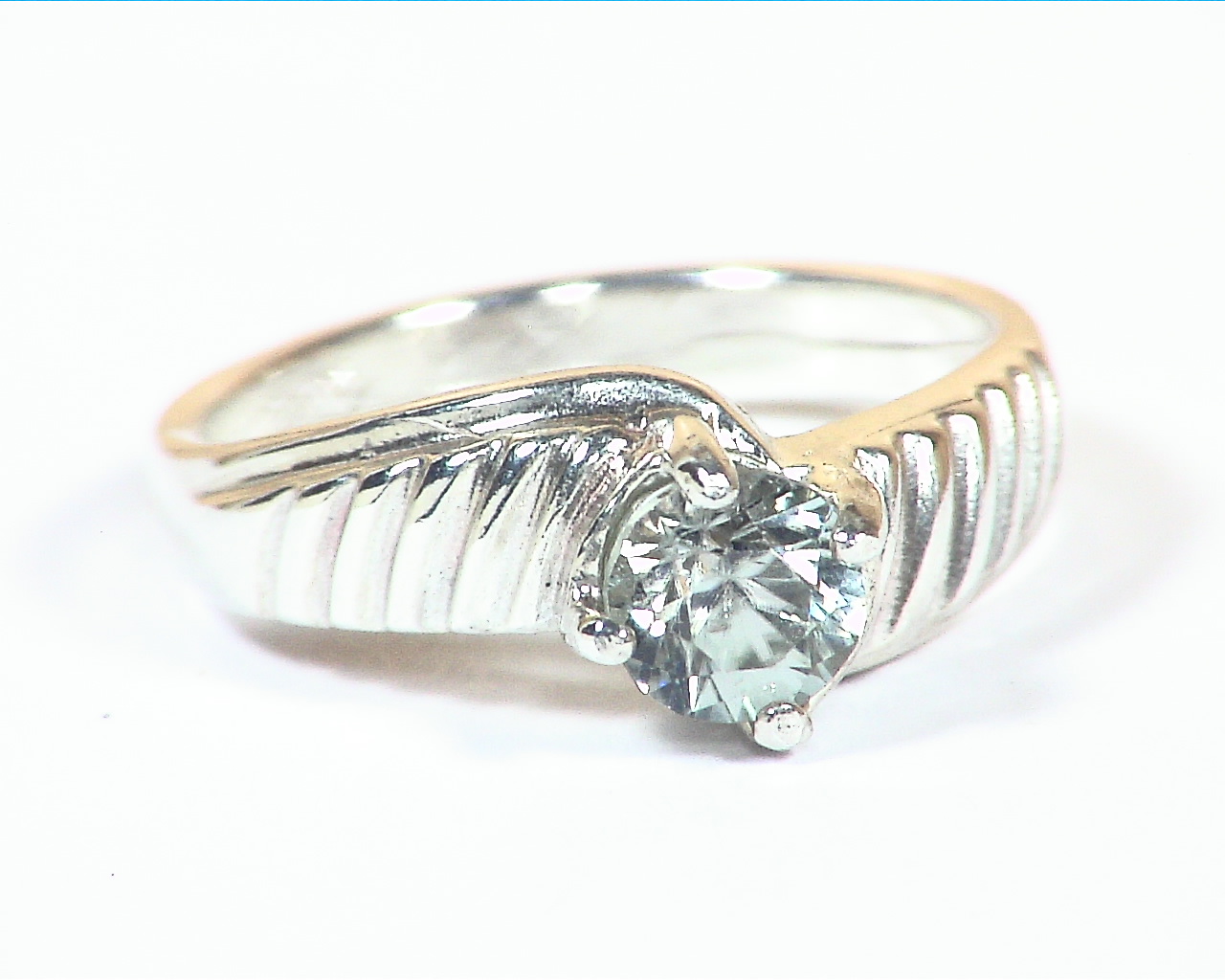 White Sapphire Natural Genuine Gemstone Sterling Silver Lady,s Ring RSS 1138 - Image 6