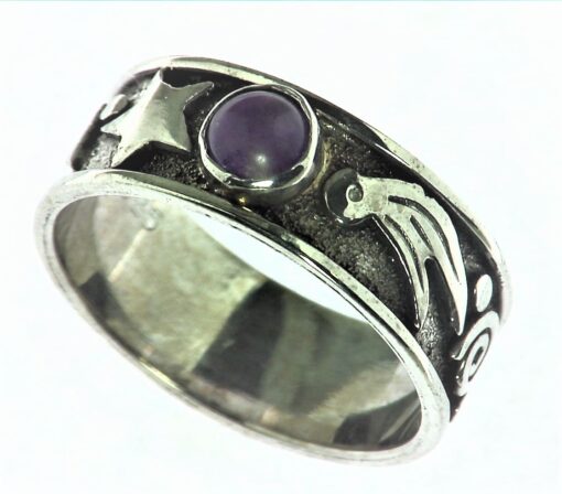 Amethyst Cabochon Set in A Sterling Silver Beautiful Design RSS,364
