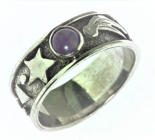 Amethyst Cabochon Set in A Sterling Silver Beautiful Design RSS,364 - Image 3
