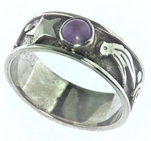 Amethyst Cabochon Set in A Sterling Silver Beautiful Design RSS,364 - Image 5