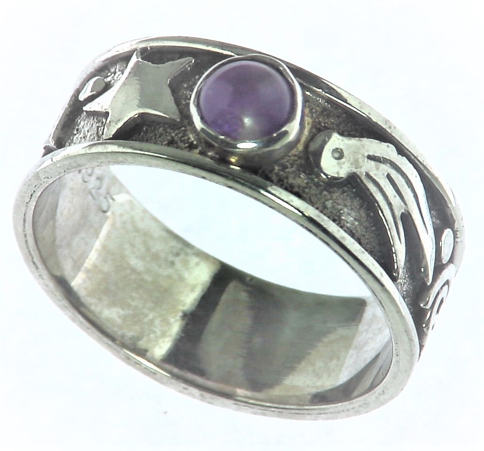 Amethyst Cabochon Set in A Sterling Silver Beautiful Design RSS,364 - Image 5