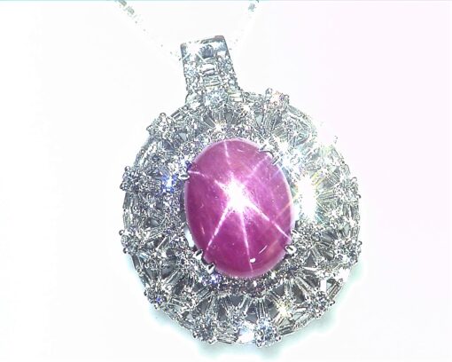 GIA 20.13 CT 18KGold Natural NoHeat StarRuby Diamond Vintage Engagement Pendent - Image 3