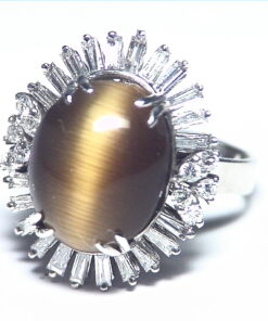 Tiger Eye and Diamond Natural Genuine Gemstone Lady,s Ring RFK,219