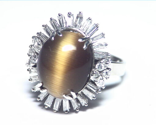 Tiger Eye and Diamond Natural Genuine Gemstone Lady,s Ring RFK,219