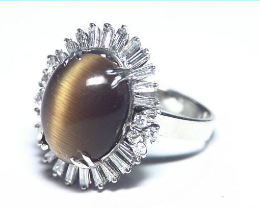 Tiger Eye and Diamond Natural Genuine Gemstone Lady,s Ring RFK,219 - Image 2