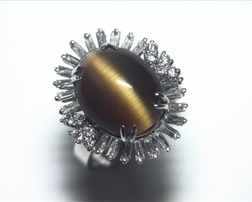 Tiger Eye and Diamond Natural Genuine Gemstone Lady,s Ring RFK,219 - Image 4
