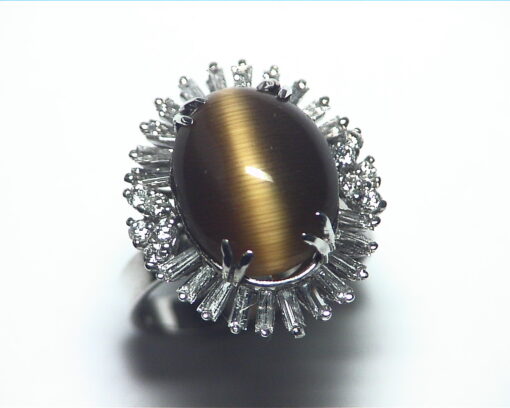 Tiger Eye and Diamond Natural Genuine Gemstone Lady,s Ring RFK,219 - Image 5