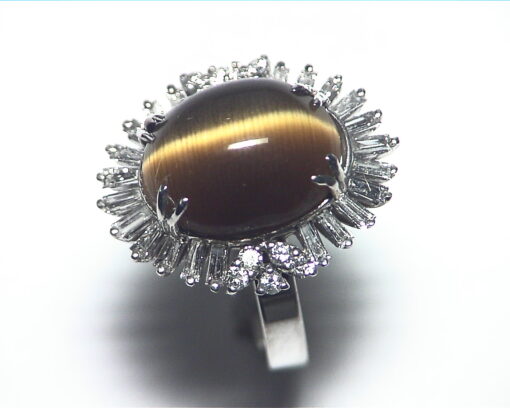 Tiger Eye and Diamond Natural Genuine Gemstone Lady,s Ring RFK,219 - Image 6