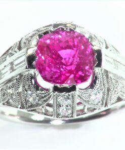 Pink Sapphire 18kt White Gold Diamond Engagement Ring, RFK306