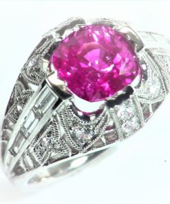 Alternative view of Pink Sapphire 18kt White Gold Diamond Engagement Ring, RFK306