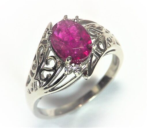 Ruby Natural Genuine Gemstone With Gold And Diamonds Lady's Ring RFK,356
