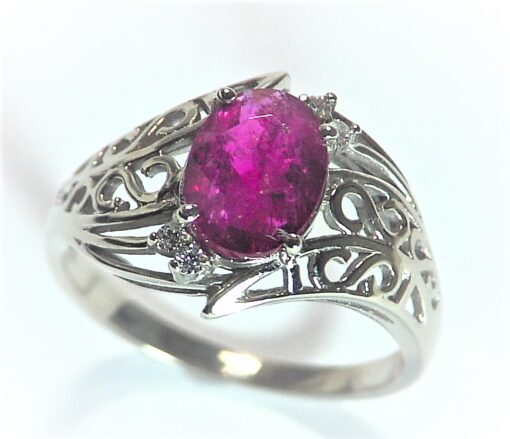 Ruby Natural Genuine Gemstone With Gold And Diamonds Lady's Ring RFK,356 - Image 2