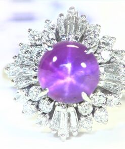 Star Ruby Natural Genuine Gemstone,Diamond,Platinum, Lady,s Ring,RFK,384