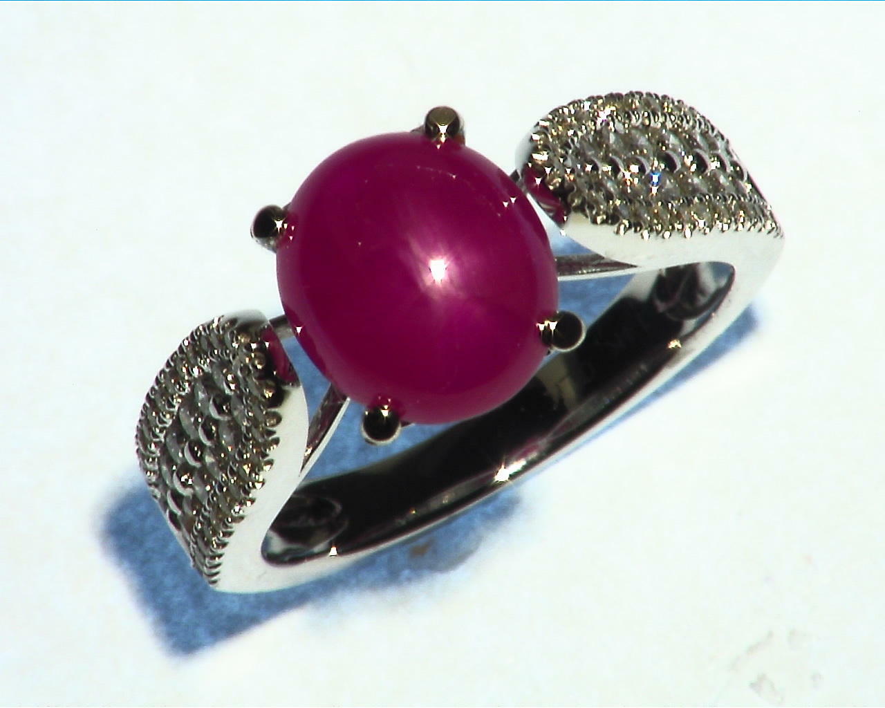 Ruby Star Burma Natural Genuine Gemstone Diamond gold Lady,s Ring RFK,203 - Image 2