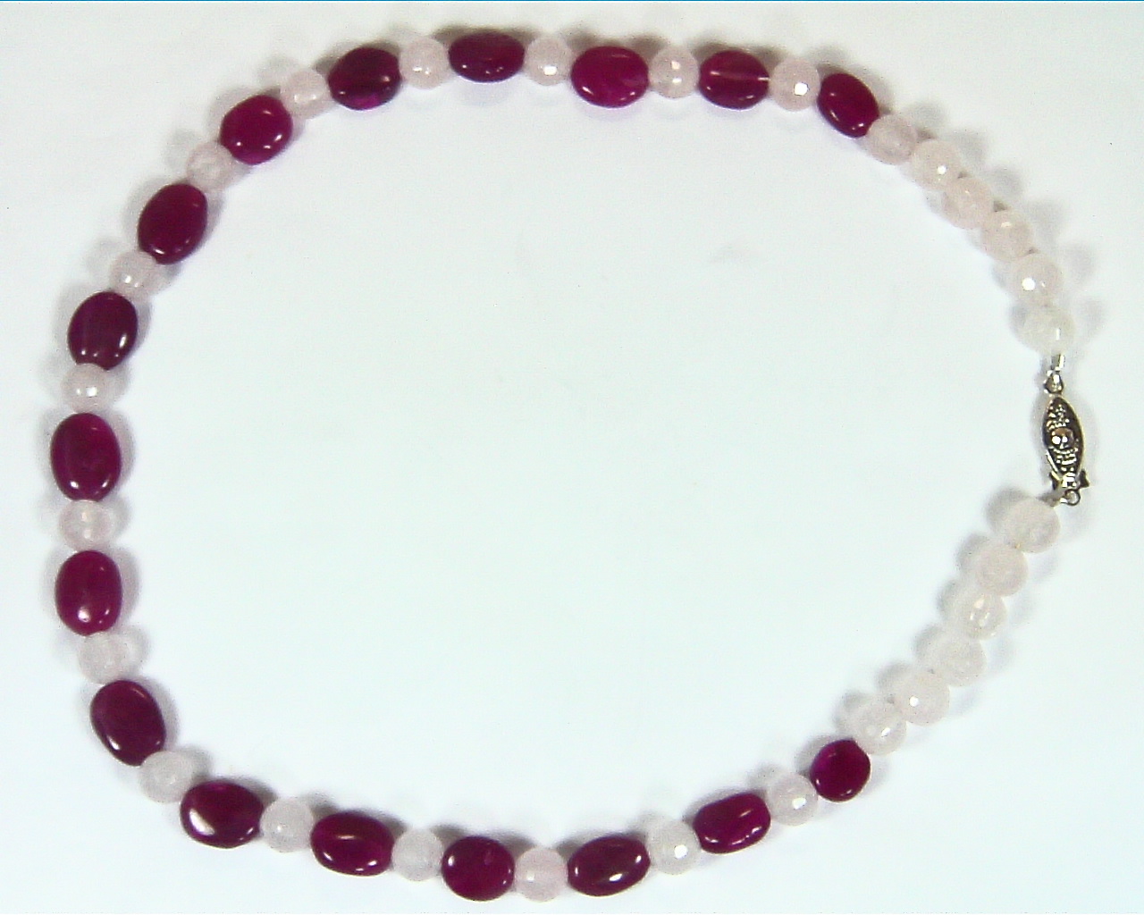 Ruby and Rose Quarts Natural Genuine Gemstone Bead Necklace NBD,904 - Image 4