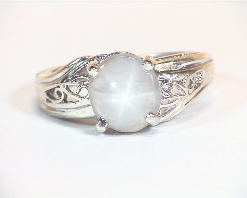 Star Sapphire Natural Genuine Gemstone in Starling Silver Lady's Ring RSS,466