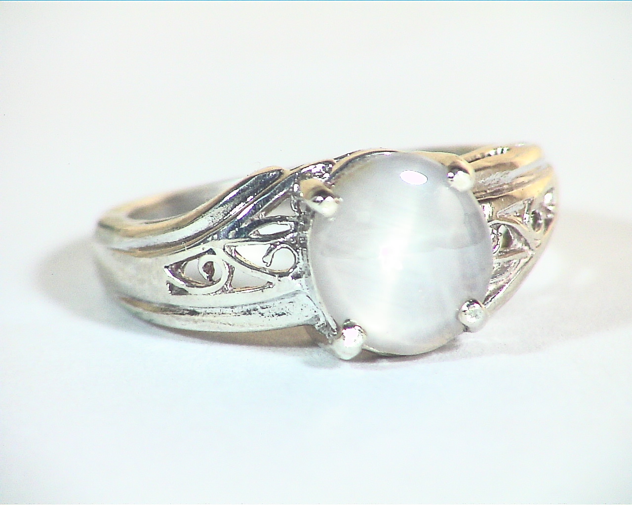 Star Sapphire Natural Genuine Gemstone in Starling Silver Lady's Ring RSS,466 - Image 2