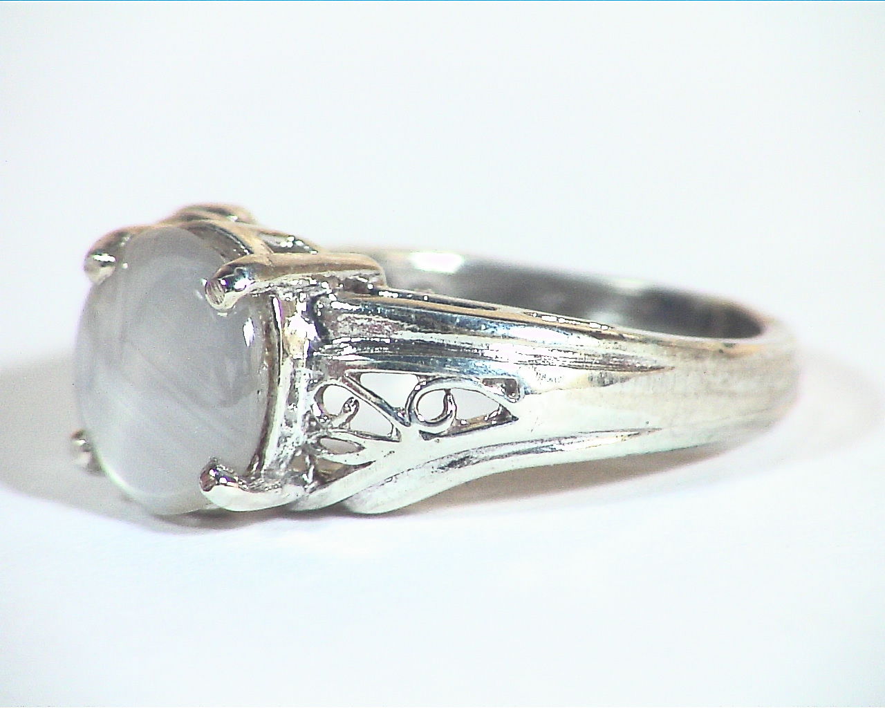 Star Sapphire Natural Genuine Gemstone in Starling Silver Lady's Ring RSS,466 - Image 5