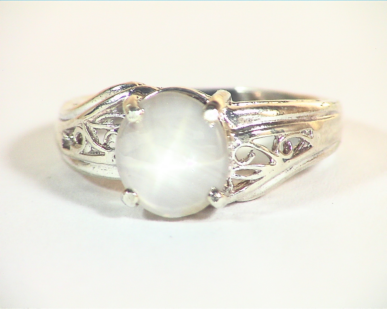 Star Sapphire Natural Genuine Gemstone in Starling Silver Lady's Ring RSS,466 - Image 6