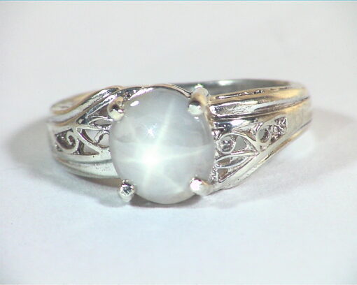 Star Sapphire Natural Genuine Gemstone in Starling Silver Lady's Ring RSS,466 - Image 7